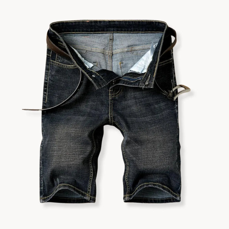 Denim shorts met rits- en knoopsluiting