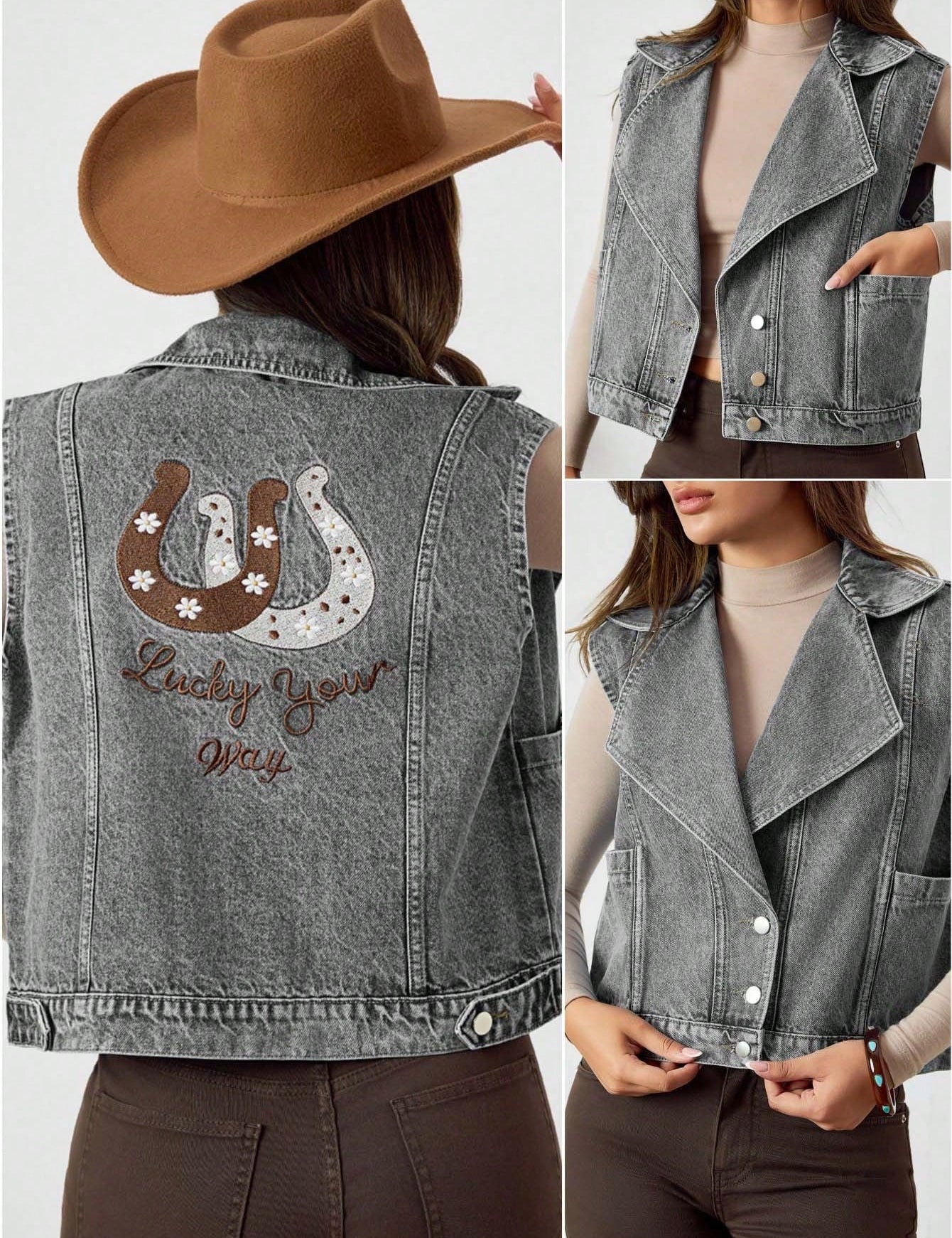 Denimjas met losse pasvorm en halve mouwen