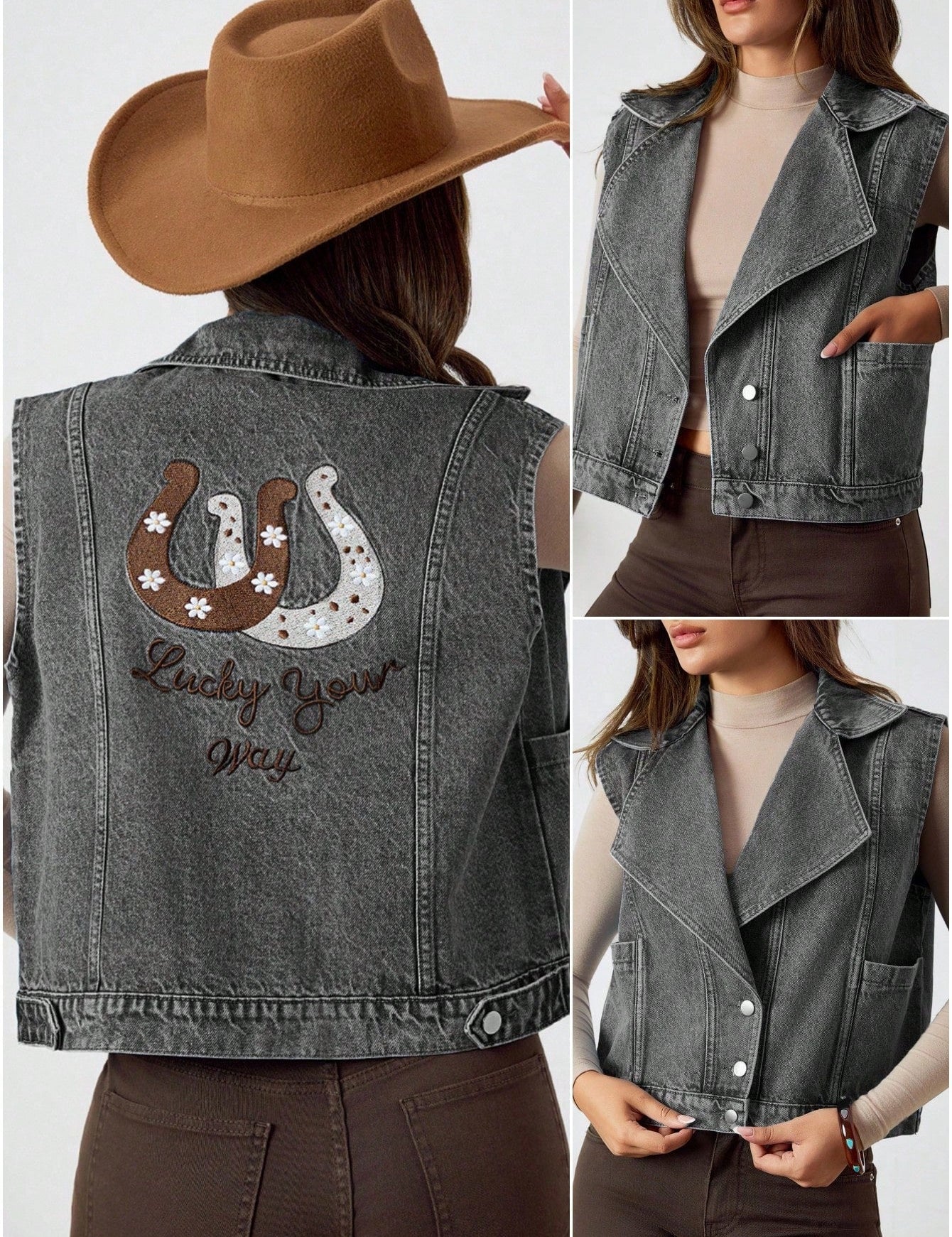 Denimjas met losse pasvorm en halve mouwen