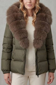 Puffer jacket met fluffy kraag
