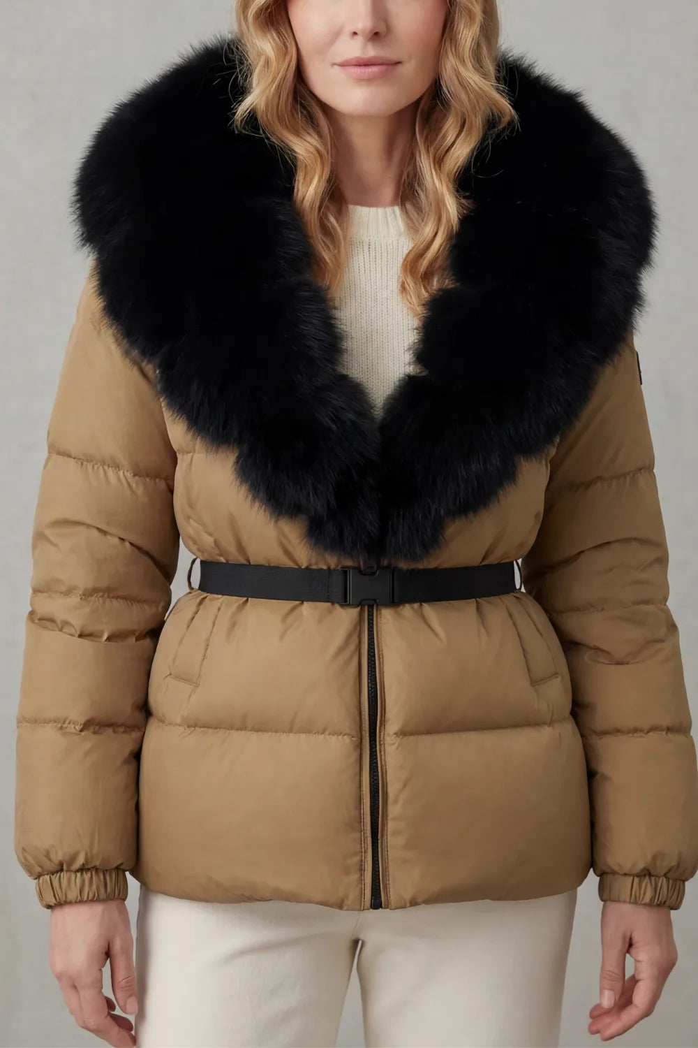 Puffer jacket met fluffy kraag