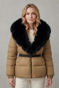 Puffer jacket met fluffy kraag