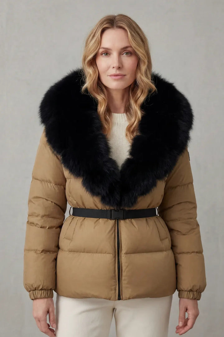 Puffer jacket met fluffy kraag