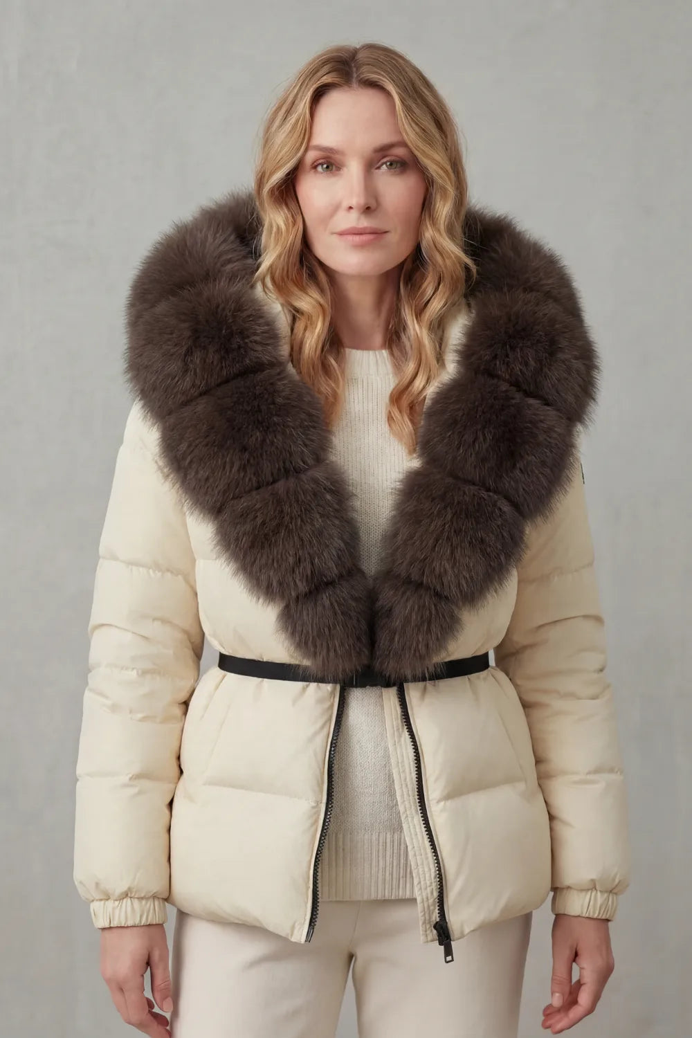 Puffer jacket met fluffy kraag