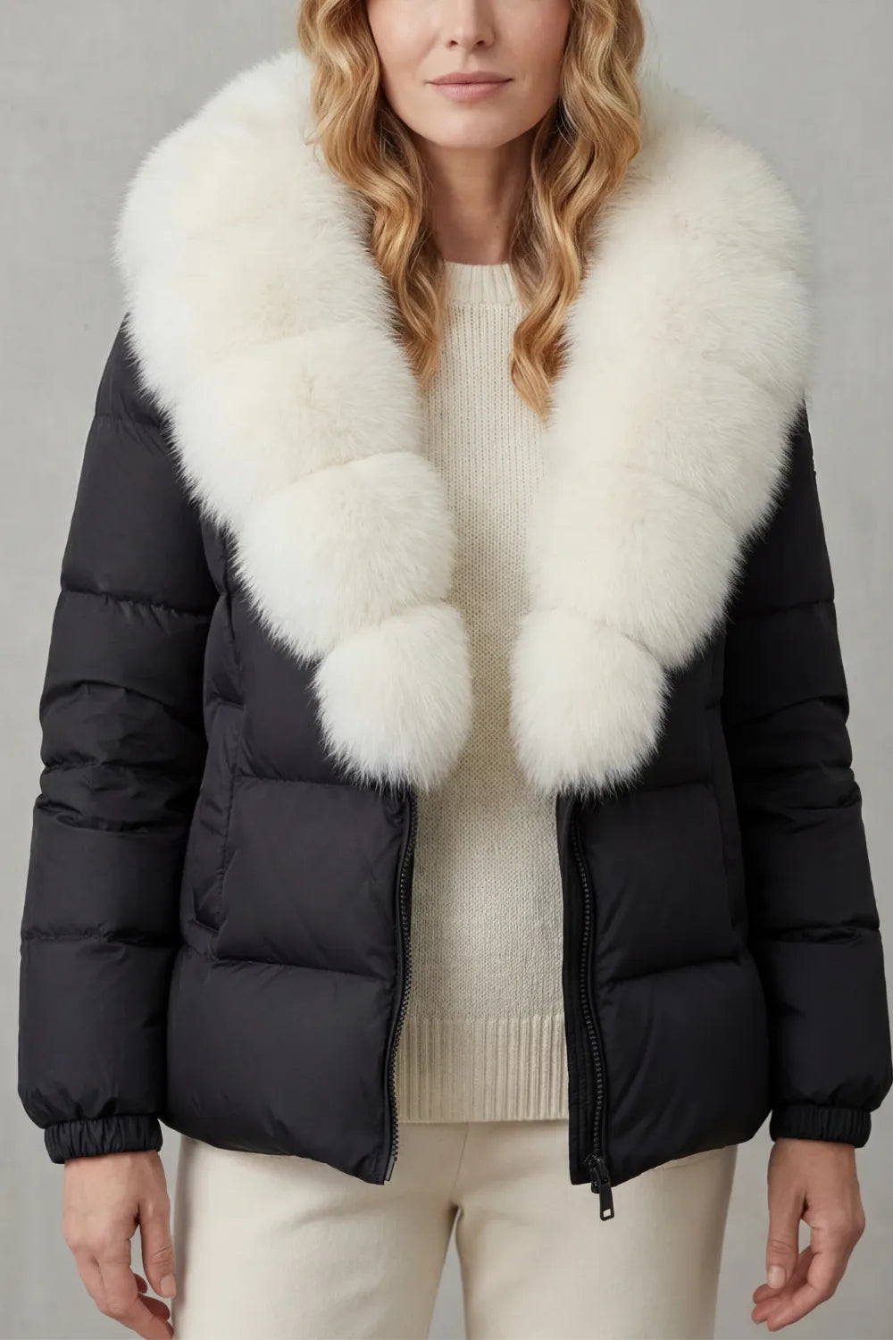 Puffer jacket met fluffy kraag