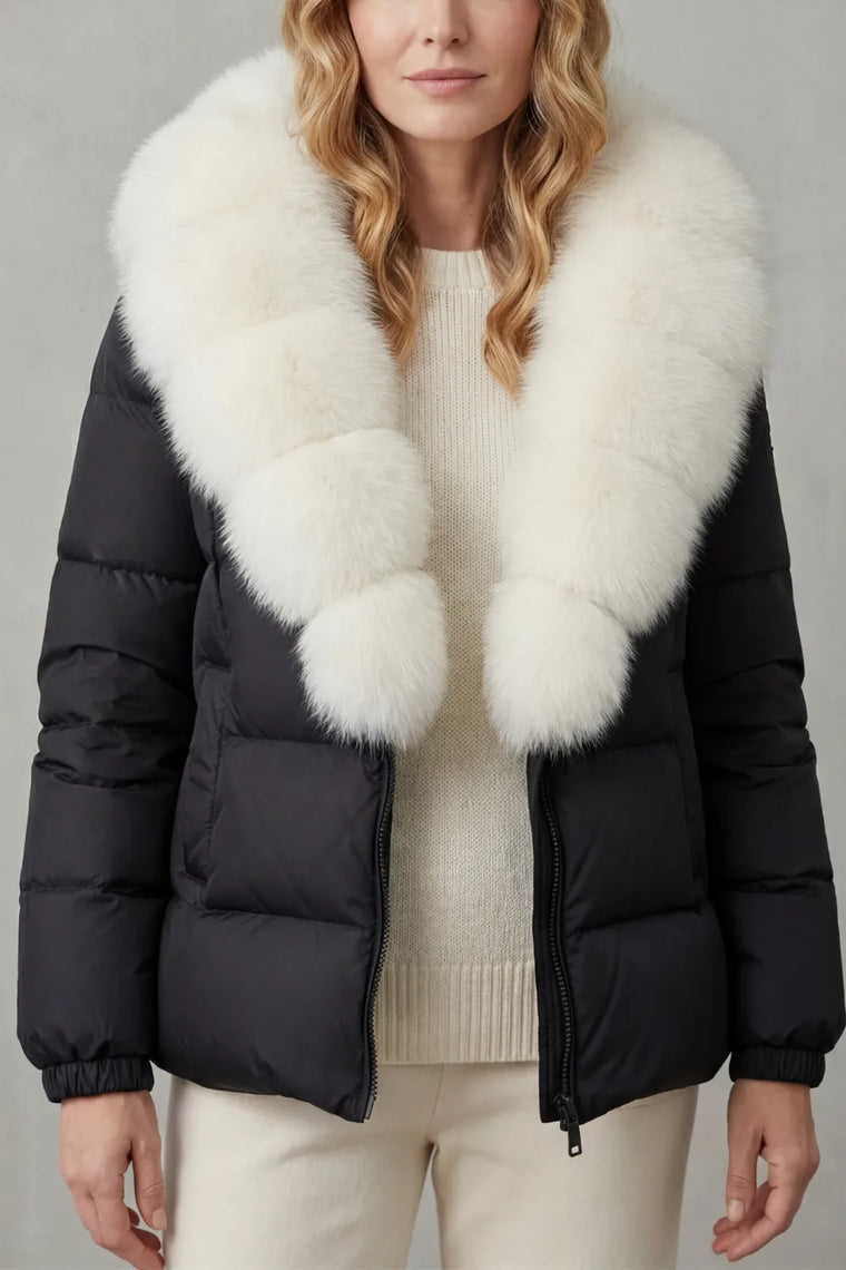 Puffer jacket met fluffy kraag