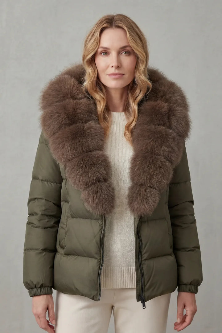 Puffer jacket met fluffy kraag