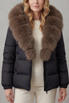 Puffer jacket met fluffy kraag