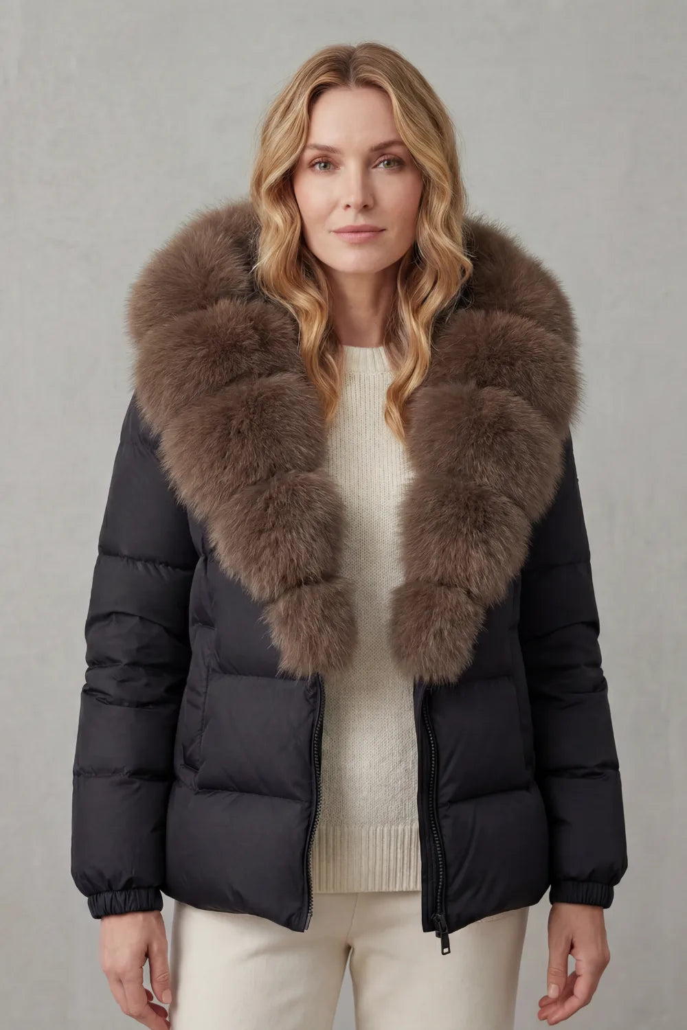 Puffer jacket met fluffy kraag