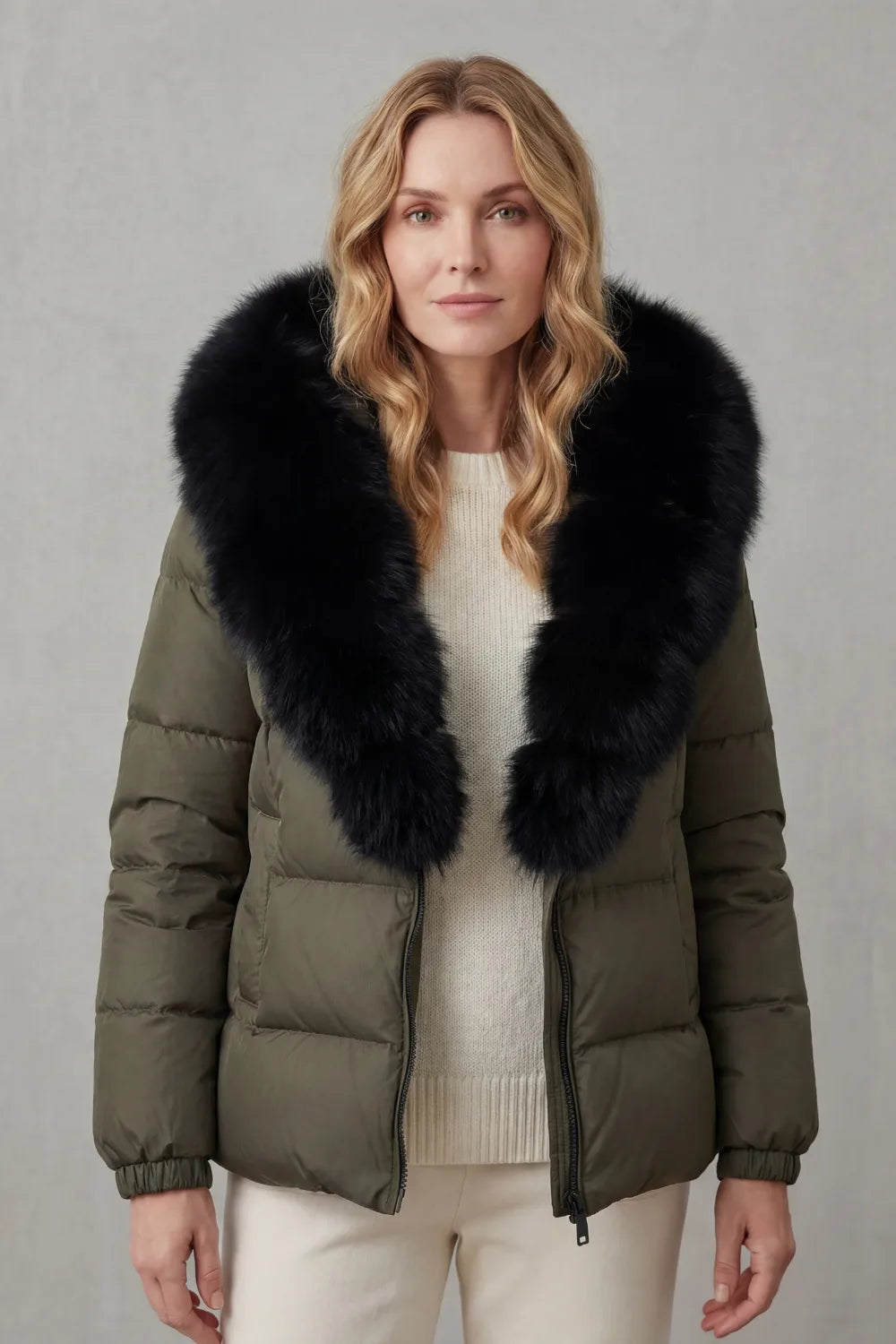 Puffer jacket met fluffy kraag