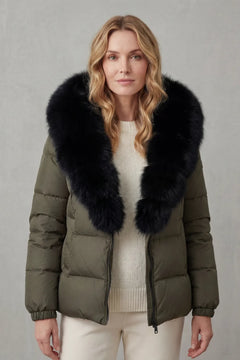 Puffer jacket met fluffy kraag