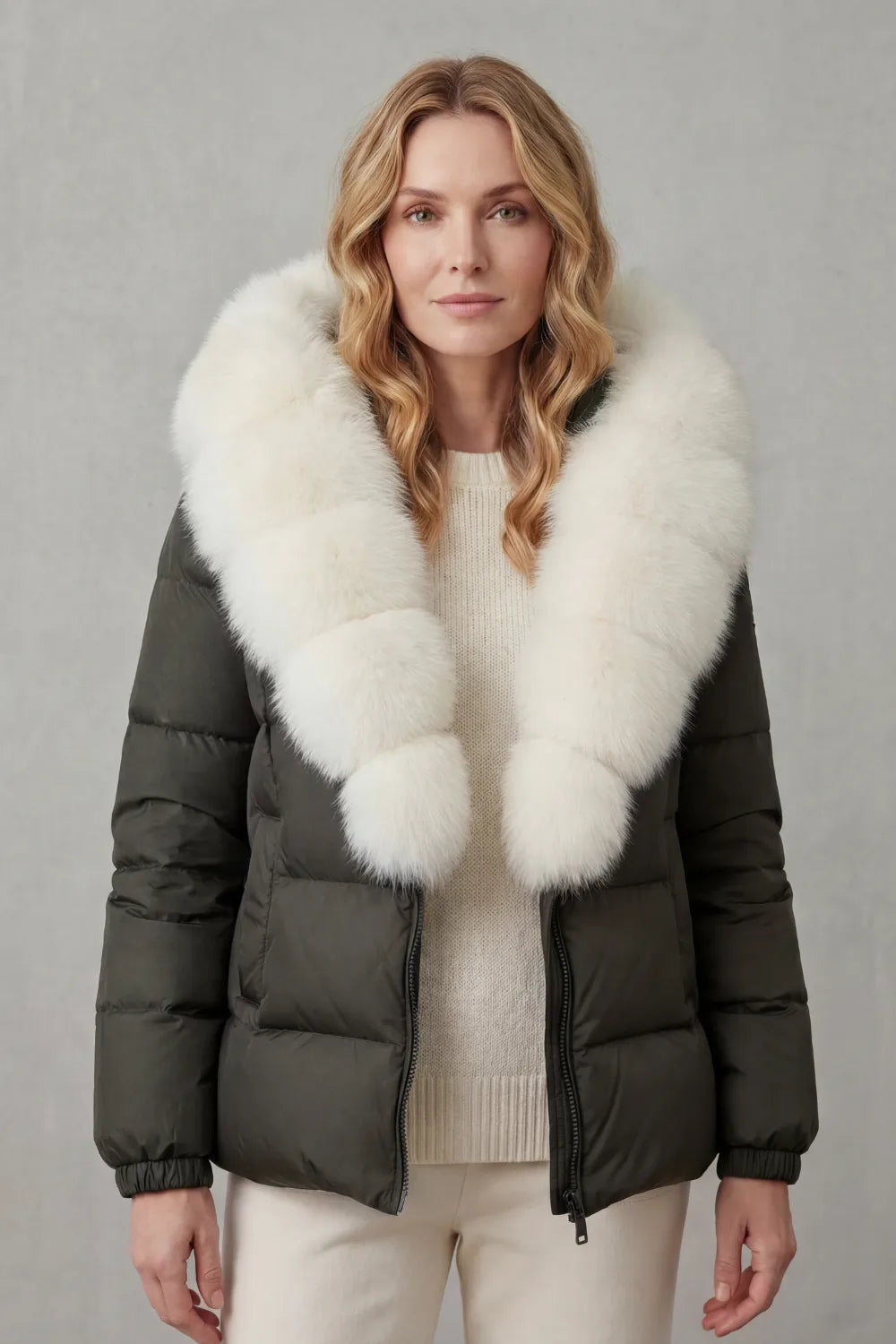 Puffer jacket met fluffy kraag