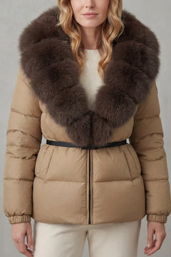 Puffer jacket met fluffy kraag