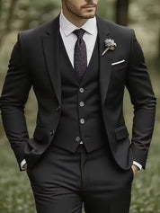 Driedelig heren pak met slim fit en glanzende afwerking