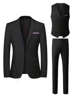 Driedelig heren pak met slim fit en glanzende afwerking