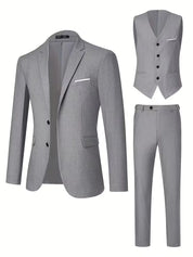 Driedelig heren pak met slim fit en glanzende afwerking