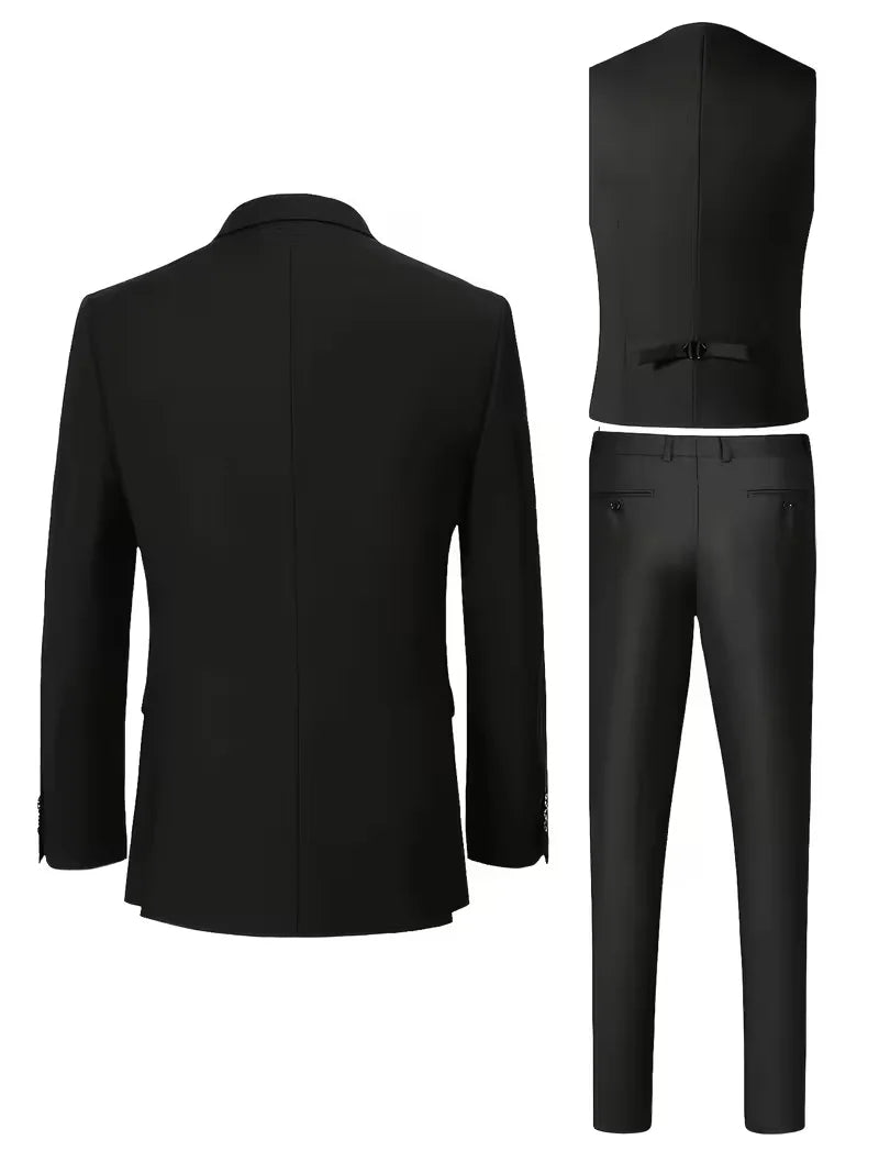 Driedelig heren pak met slim fit en glanzende afwerking