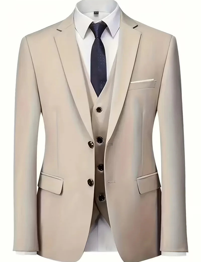 Driedelig heren pak met slim fit en glanzende afwerking