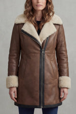 Leren winterjas met shearling