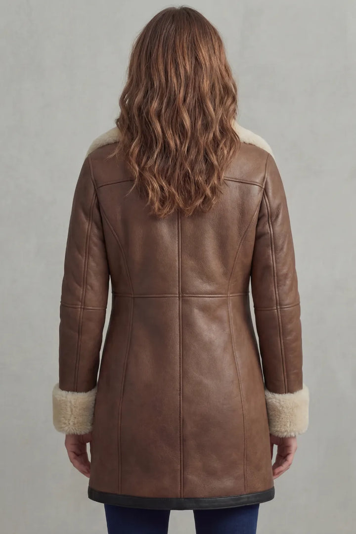 Leren winterjas met shearling