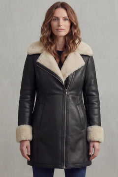 Leren winterjas met shearling