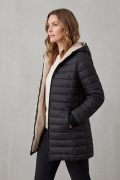 Zwarte puffer jas met capuchon