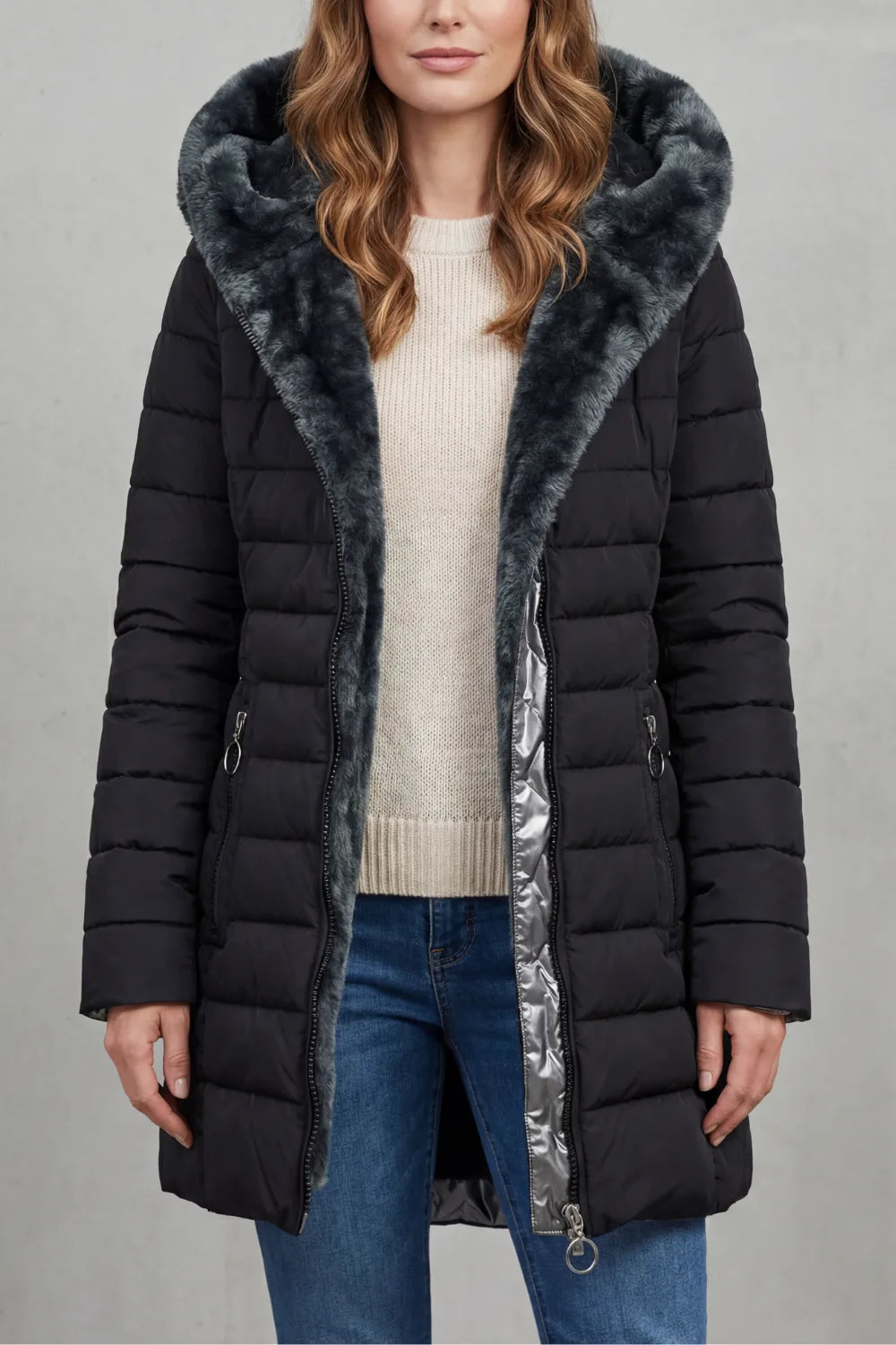 Winter parka met faux fur