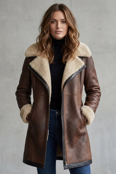 Leren jas met shearling voering