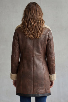 Leren jas met shearling voering