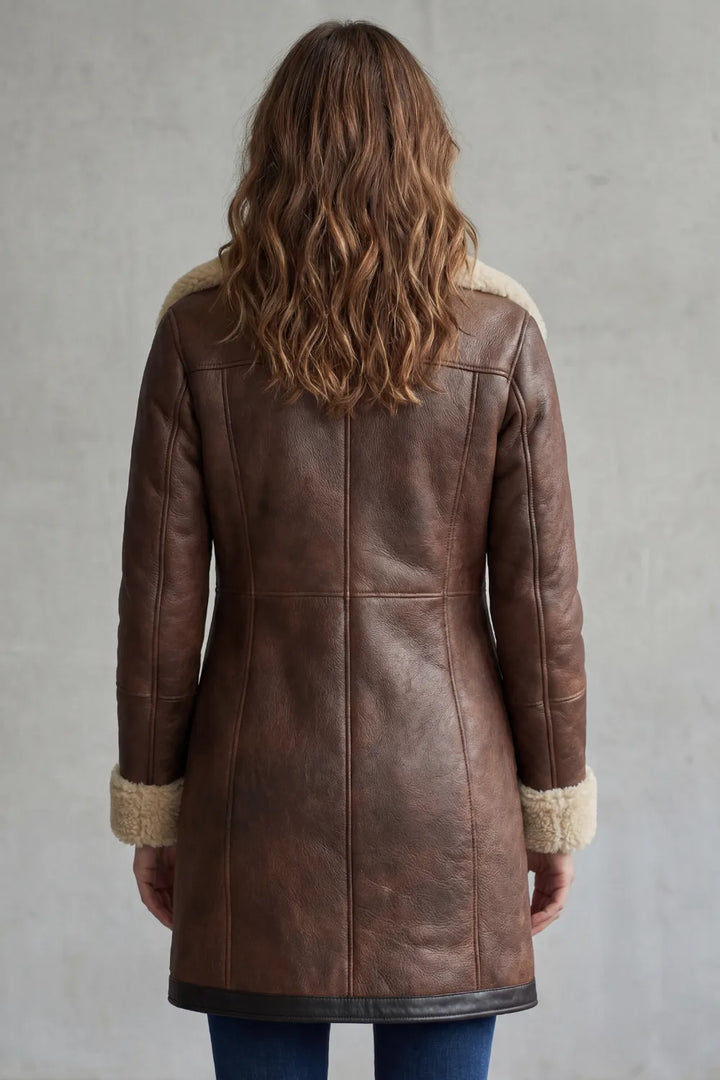 Leren jas met shearling voering