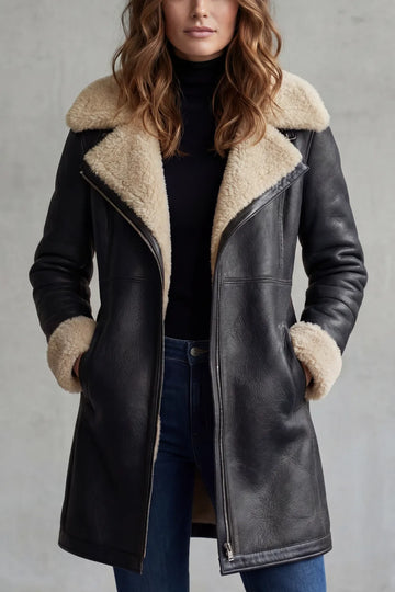 Leren jas met shearling voering
