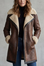 Leren jas met shearling voering