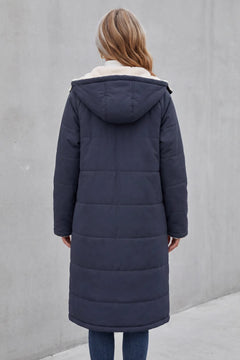 Hooded fleece coat met rits