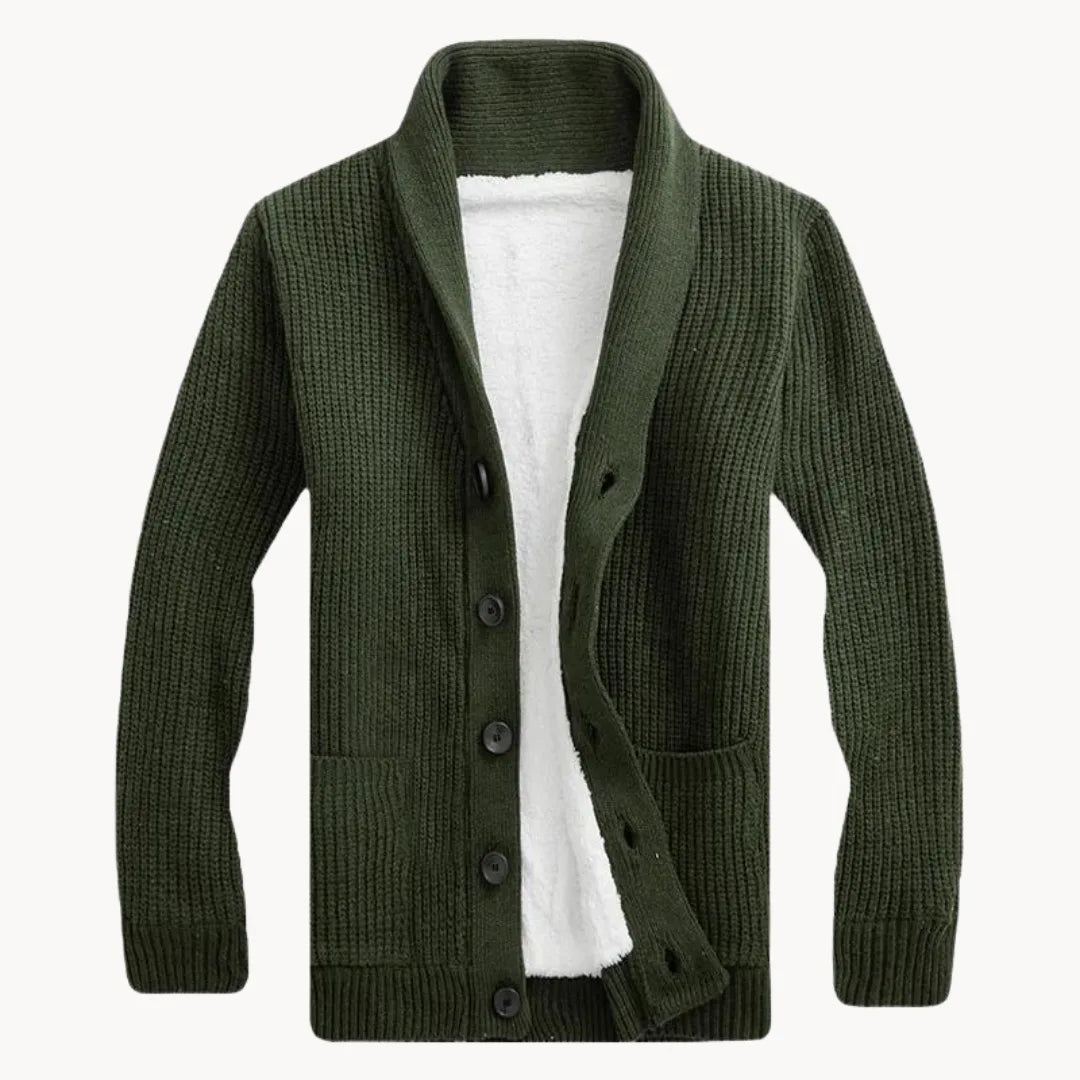 Fleece cardigan met schouderkraag en voorzakken