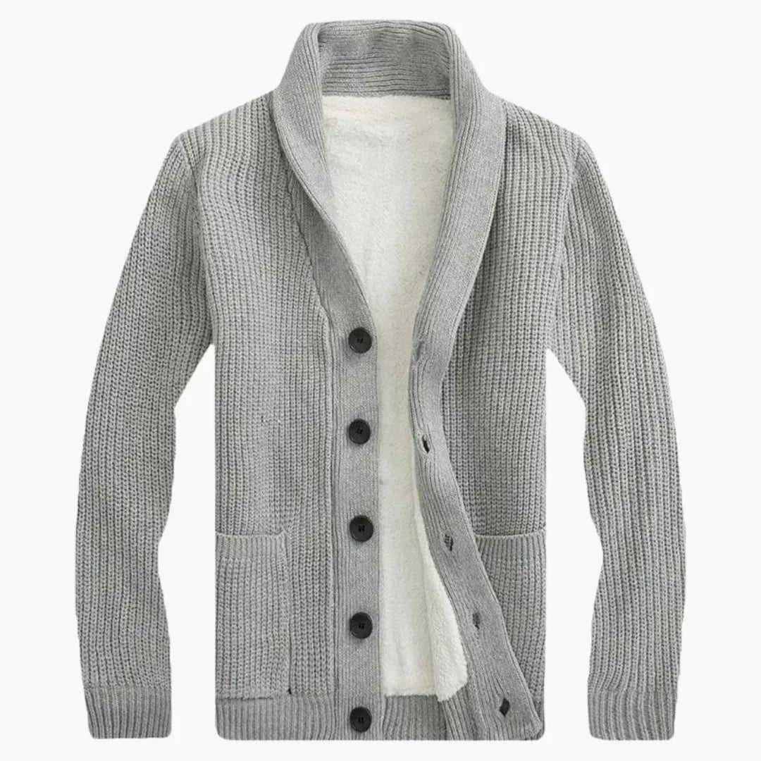 Fleece cardigan met schouderkraag en voorzakken