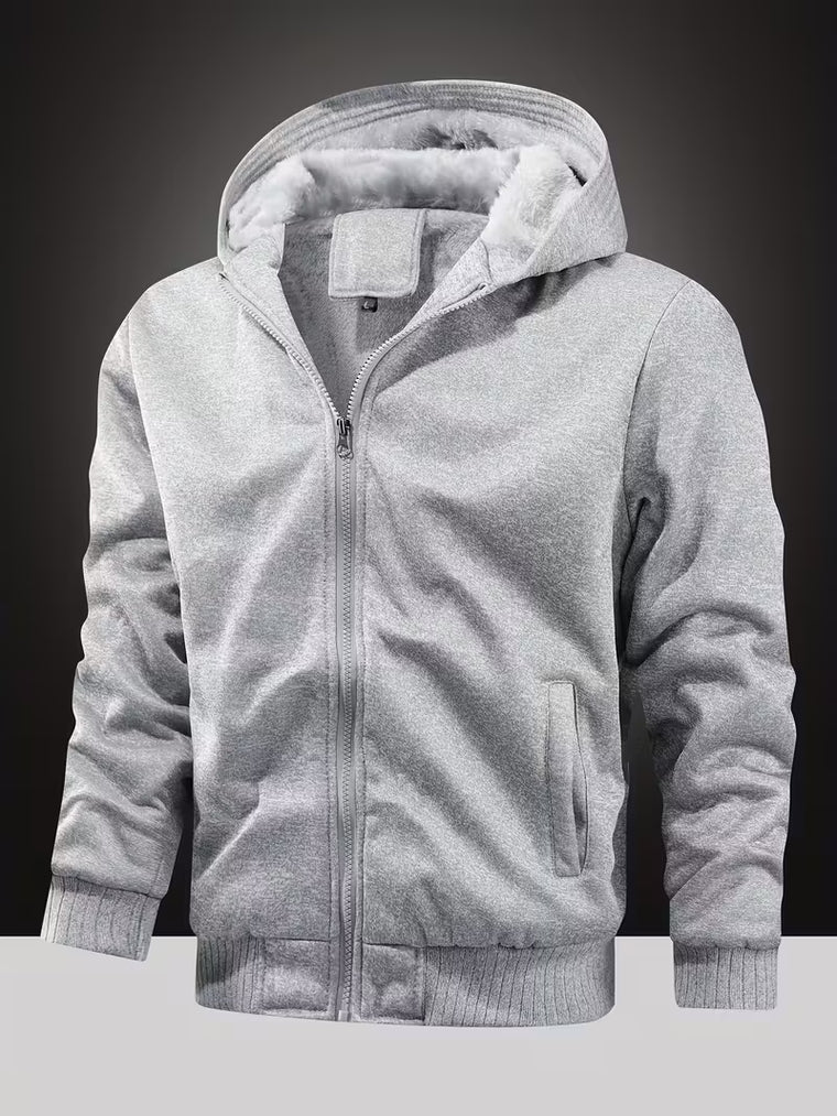 Fleece jas met capuchon en ritssluiting