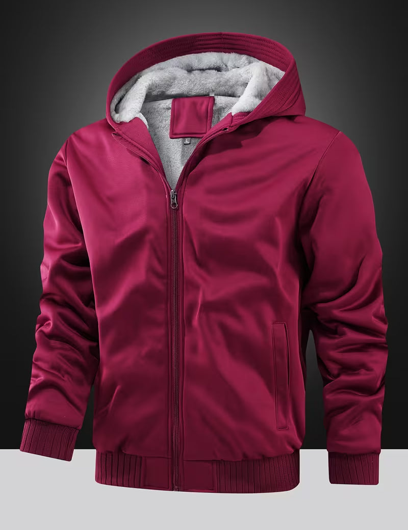 Fleece jas met capuchon en ritssluiting