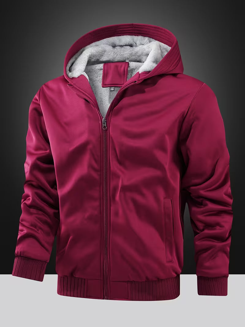 Fleece jas met capuchon en ritssluiting