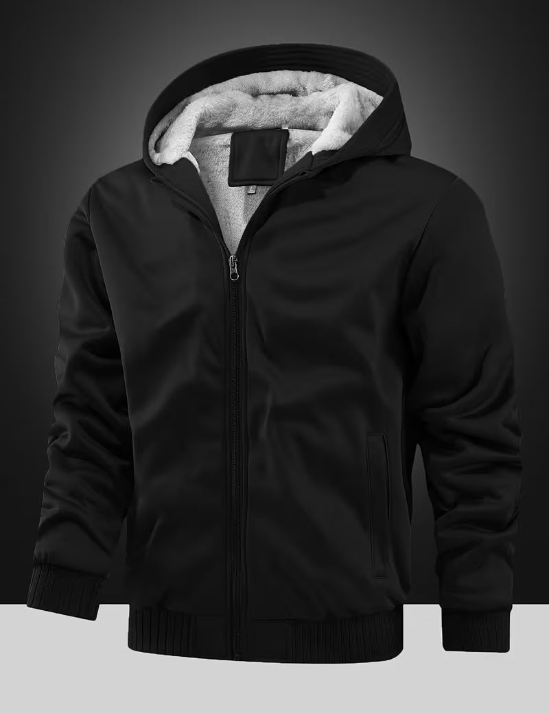 Fleece jas met capuchon en ritssluiting