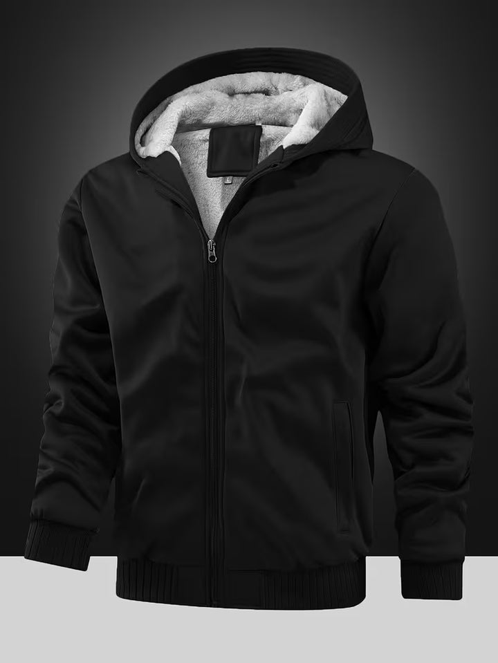 Fleece jas met capuchon en ritssluiting