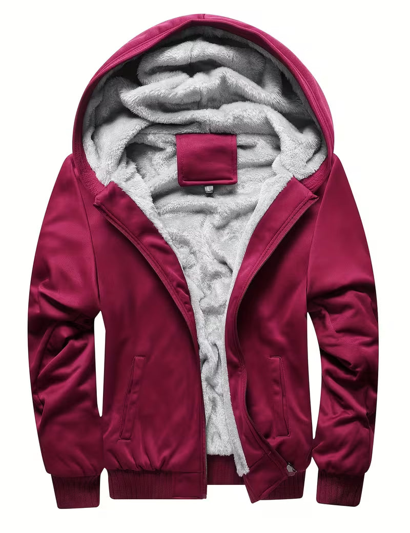 Fleece jas met capuchon en ritssluiting