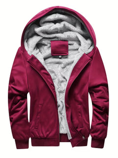 Fleece jas met capuchon en ritssluiting