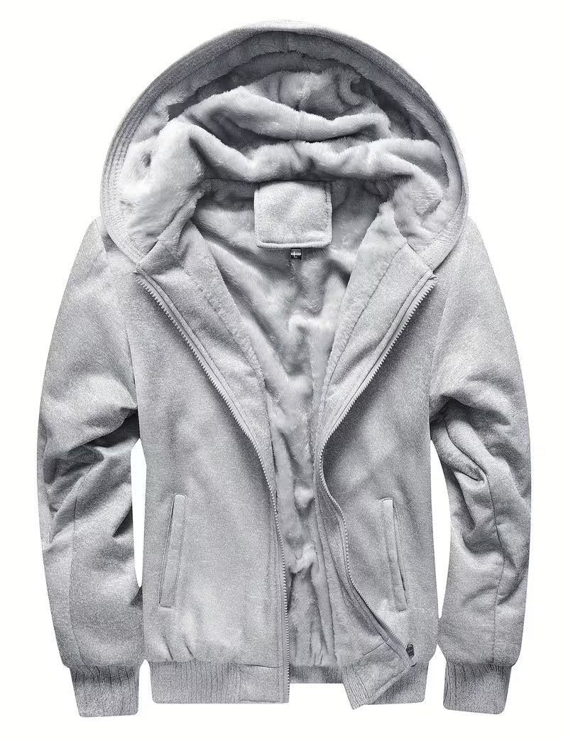 Fleece jas met capuchon en ritssluiting