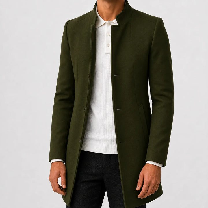 Slim fit trenchcoat met mandarin kraag