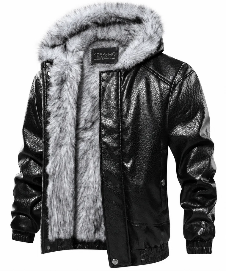 Leren jas met shearling interieur