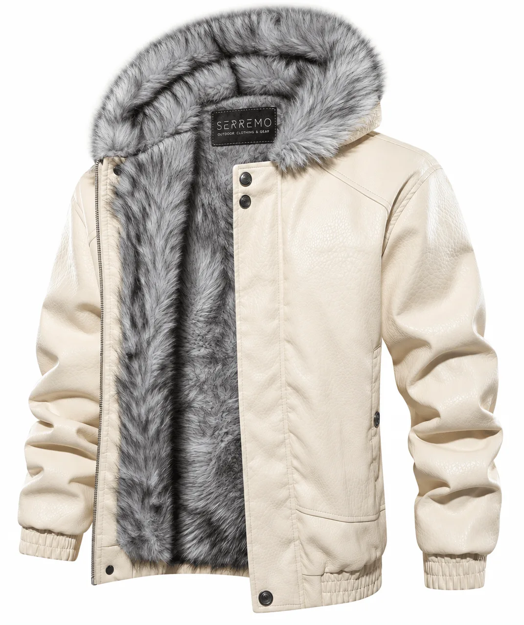 Leren jas met shearling interieur