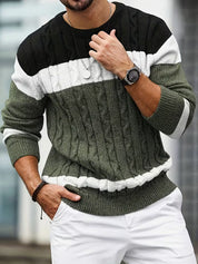 Gebreide trui met color block ontwerp en ronde hals