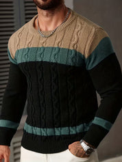 Gebreide trui met color block ontwerp en ronde hals