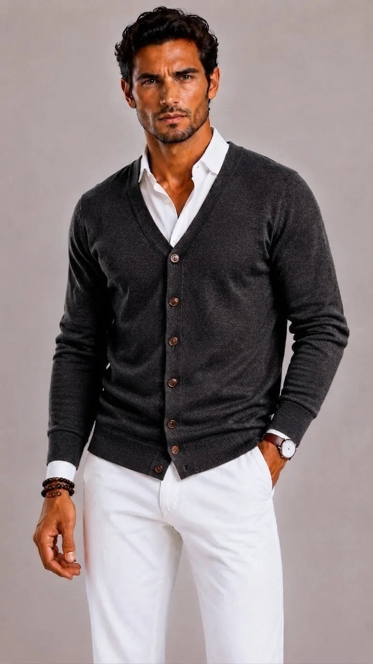 Cardigan met V-neck en knoopsluiting