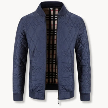 Gequilt jas met rits en ronde hals